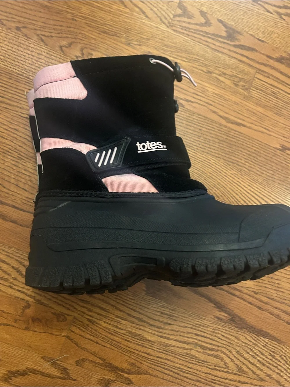 totes Black and Pink Kids Snow Boots